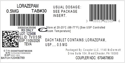 Label (0093 3425 05 Lorazepam 0.5mg 67046 786 30)